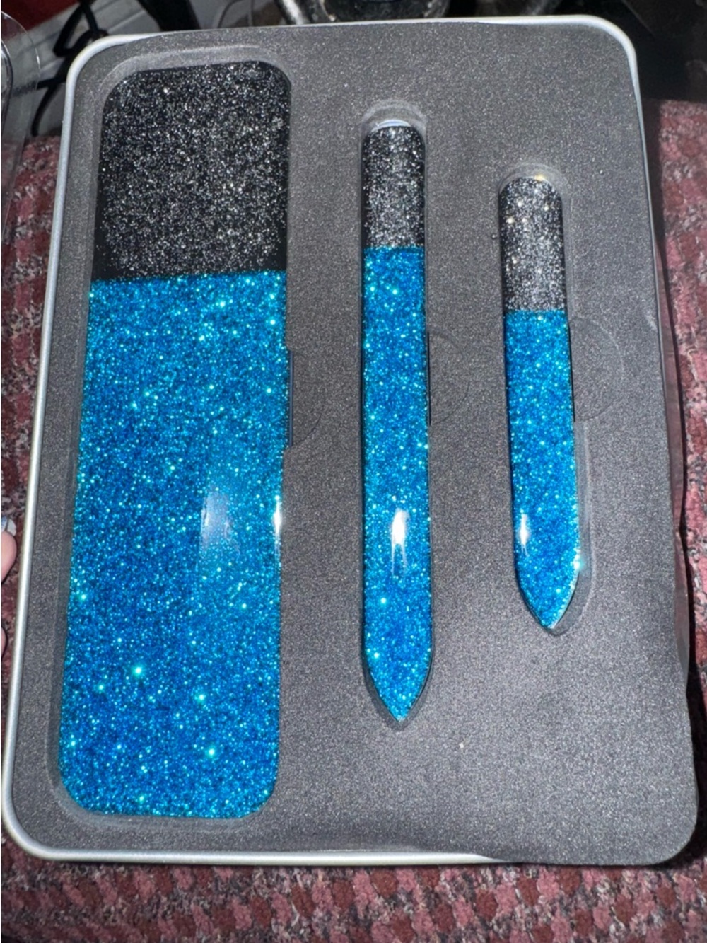 NEW Regine Beauty Laser-Etched Hardened Glass 3-piece Mani-Pedi File Set